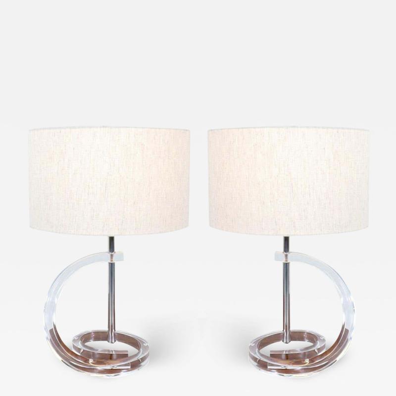 Mid Century Modern Sculpted Lucite Table Lamps