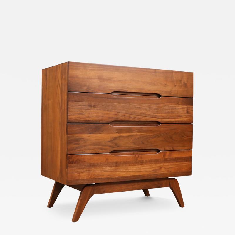 Mid Century Modern Sculpted Walnut Highboy Dresser
