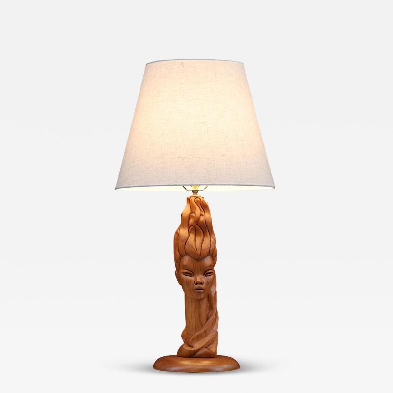 Mid Century Modern Sculpted Woman Figure Table Lamp by Lighthouse Co 
