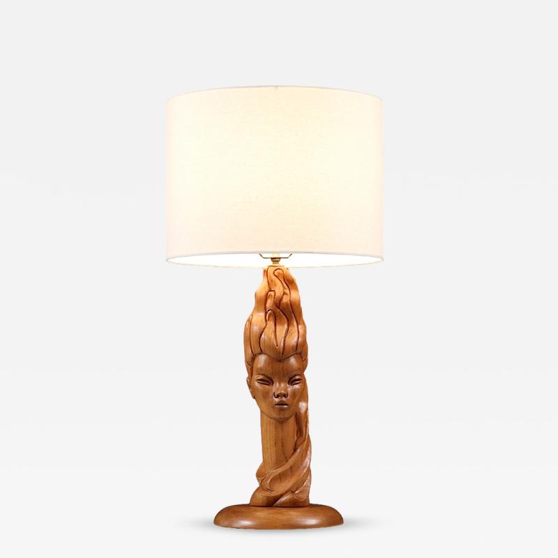 Mid Century Modern Sculpted Woman Figure Table Lamp by Lighthouse Co 