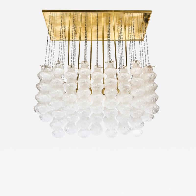 Mid Century Modern Sculptural Murano Glass Chandelier with Brass Fittings