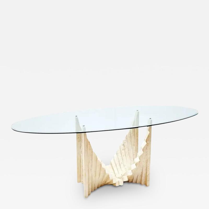 Mid Century Modern Sculptural Travertine Dining Table