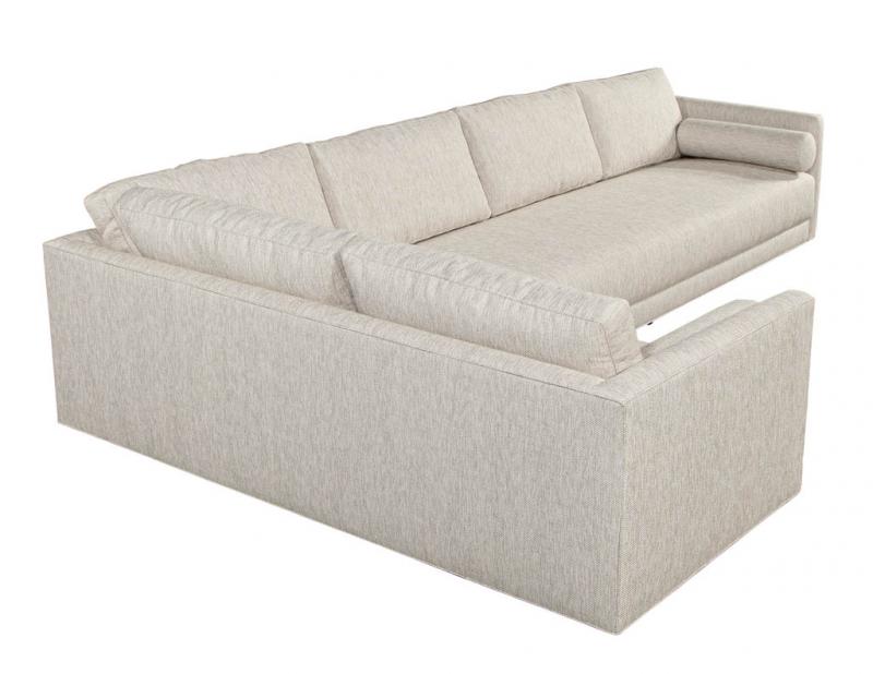 MidCentury Modern Sectional Sofa in Textured Linen