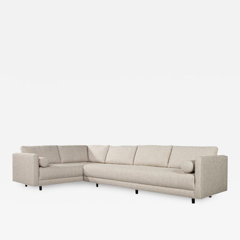 Mid Century Modern Sectional Sofa in Textured Linen