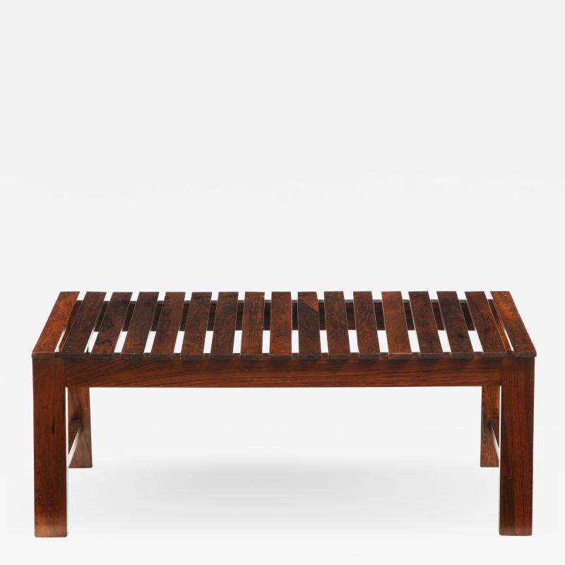 Mid Century Modern Small Slatted Bench in Wood Brazil 1960s