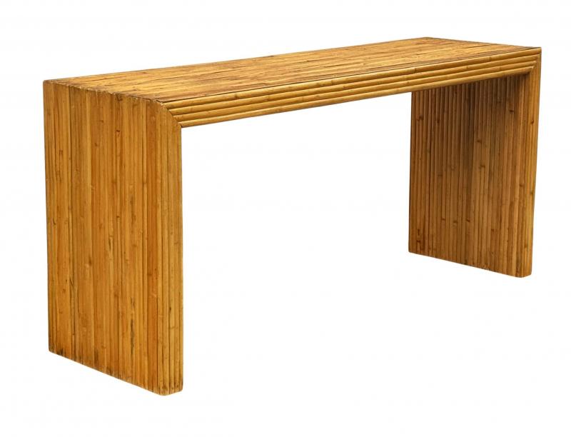 Mid Century Modern Split Reed Bamboo Parsons Console Table, Sofa Table ...