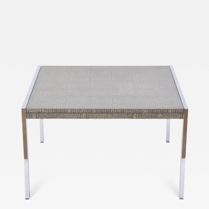 Mid Century Modern Steel and Aluminium Coffee Table with Graphic Meander Pattern