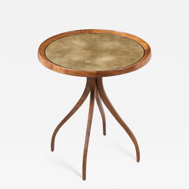 Mid Century Modern Swag Leg Side Table with Leather Top