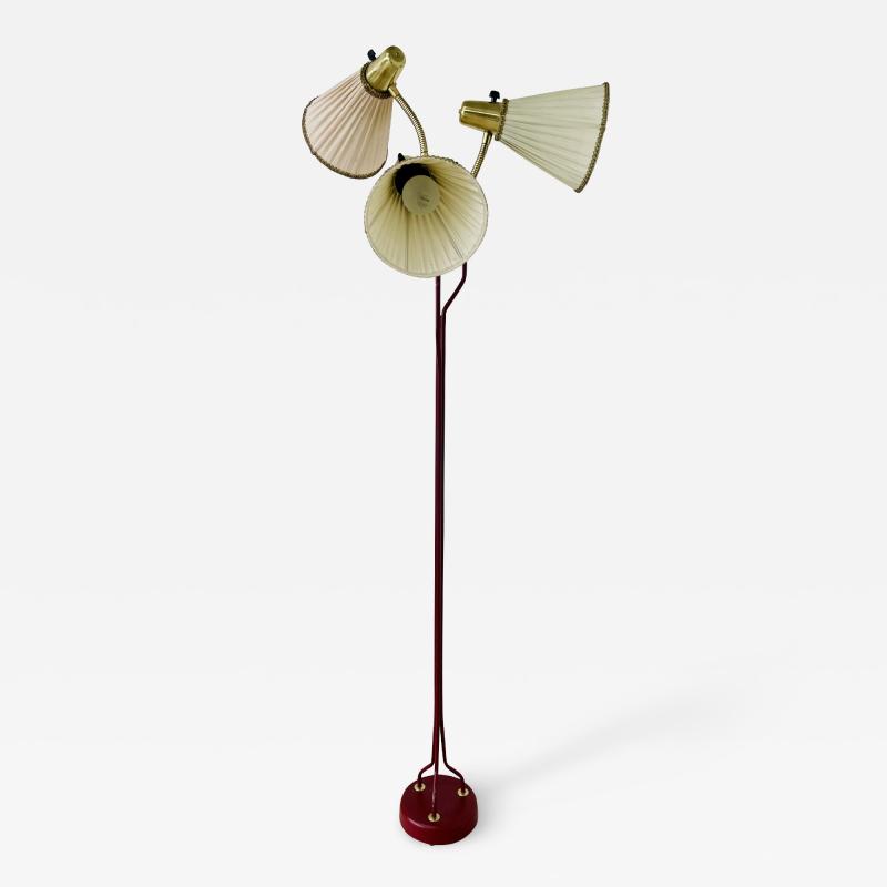 Mid Century Modern Swedish Designer Three Arm Floor Lamp Sweden 1950s