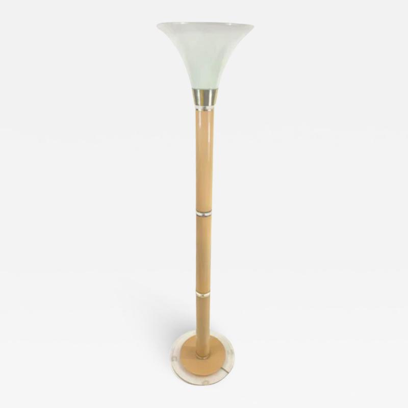 Mid Century Modern Tulip Opaline Glass Shade Floor Lamp