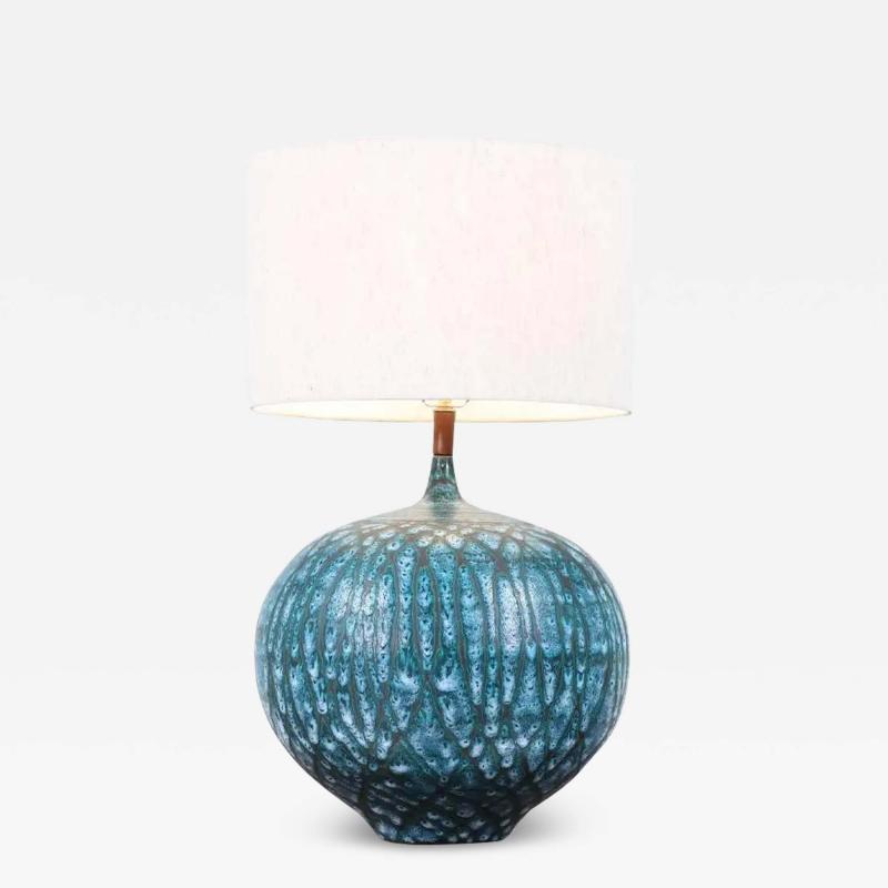 Mid Century Modern Turquoise Glaze Ceramic Table Lamp
