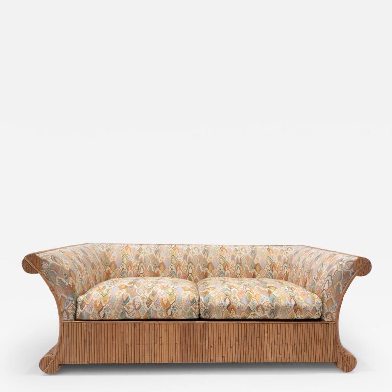 Mid Century Modern Two Seater Sofa in Rattan