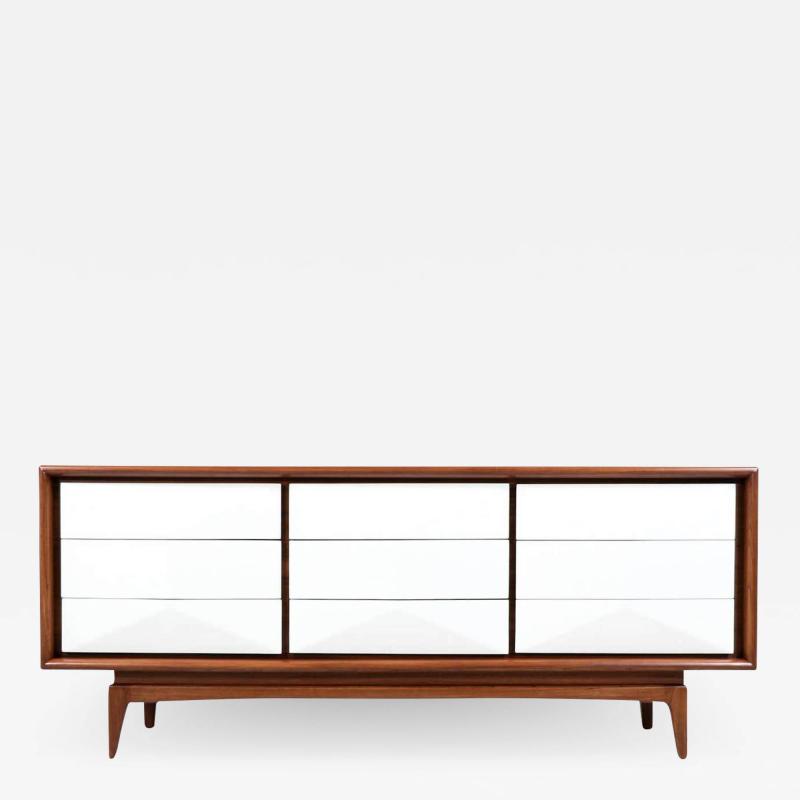 Mid Century Modern Two Toned Lacquered Walnut Dresser by United Furniture