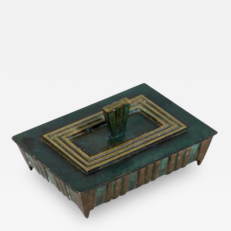 Mid Century Modern Verdigris Bronze Trinket Box