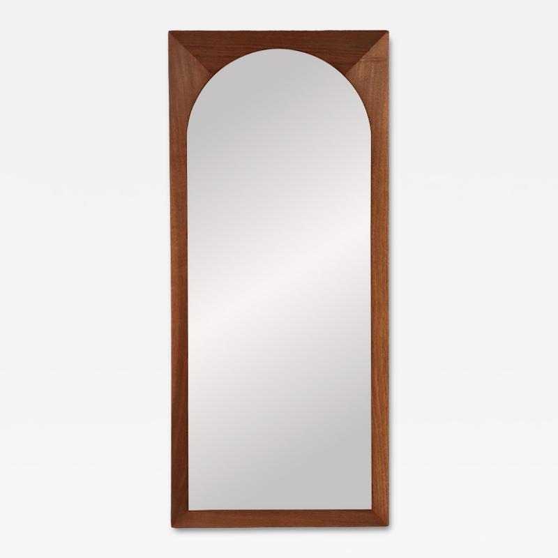 Mid Century Modern Walnut Beveled Frame Arch Mirror