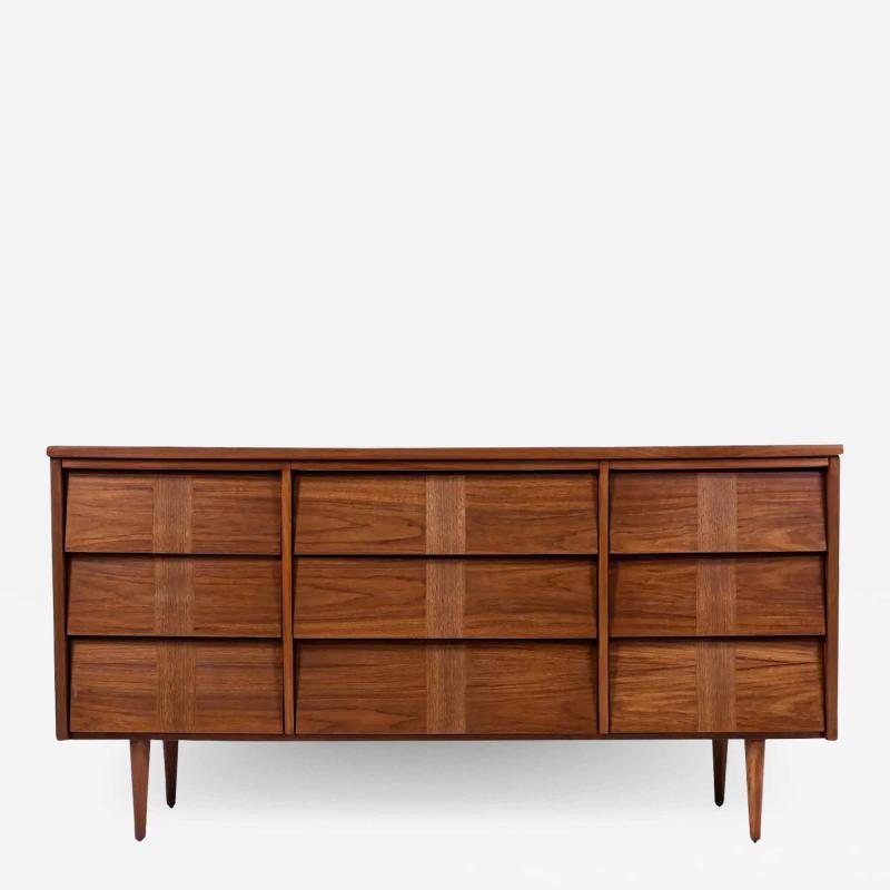 Mid Century Modern Walnut Dresser with Slatted Drawers