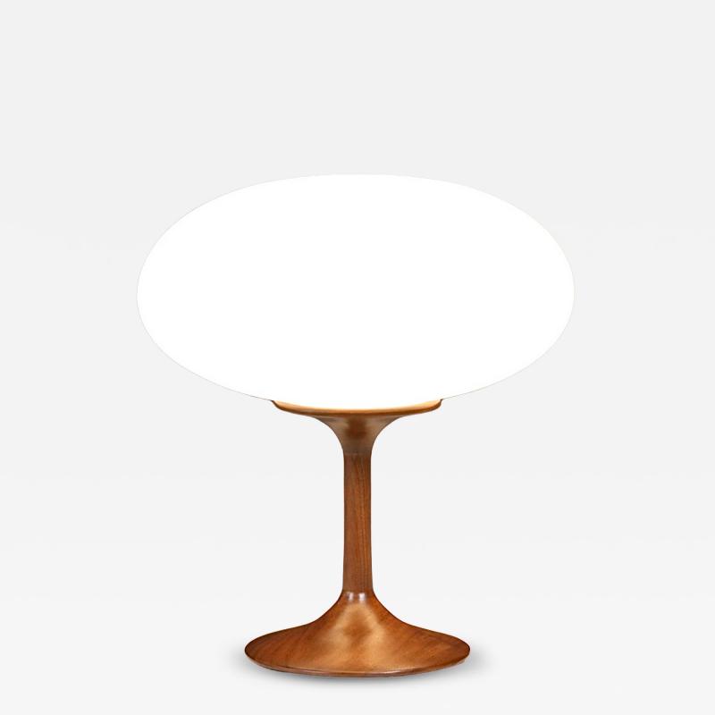 Mid Century Modern Walnut Glass Mushroom Table Lamp