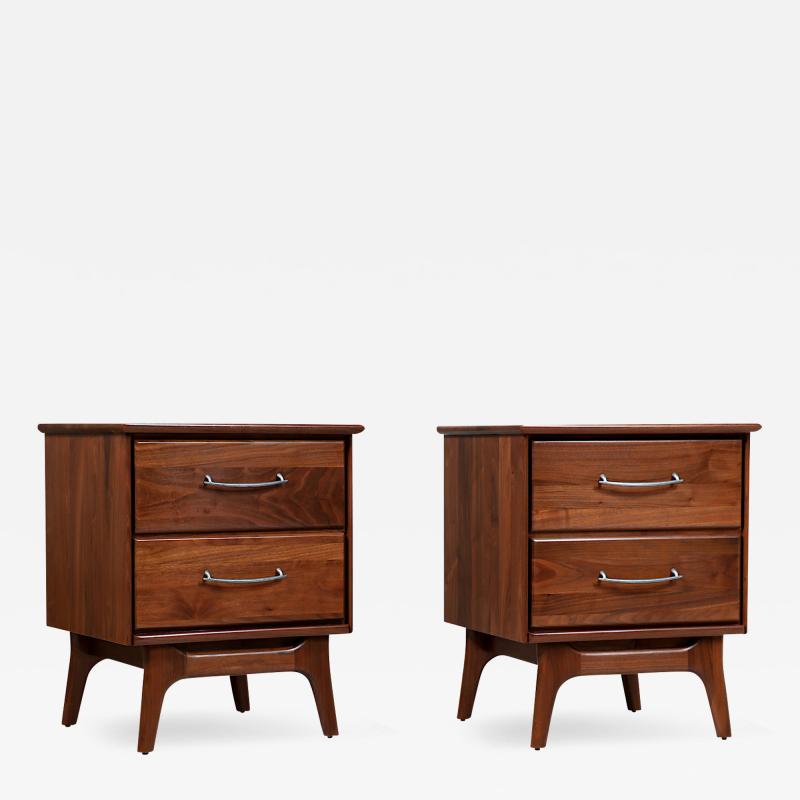Mid Century Modern Walnut Night Stands by Ace Hi