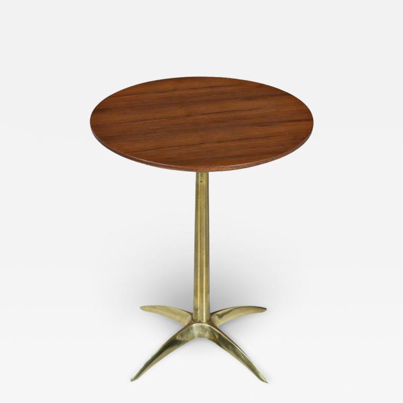 Mid Century Modern Walnut Side Table with Brass Star Base