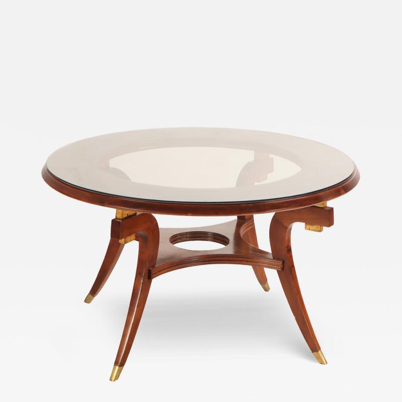Mid Century Modern Walnut and Burl Walnut Glass Top Dining Table C 1960 