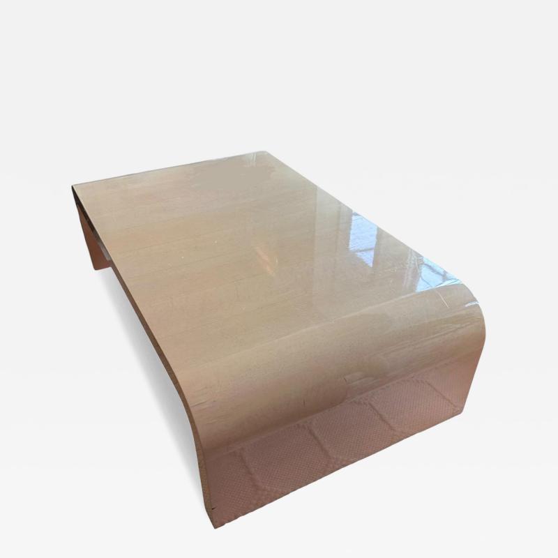 Mid Century Modern Waterfall Beige Lacquer Cocktail Coffee Table