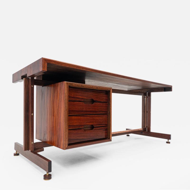 Mid Century Modern Wooden Desk with Floating Drawers