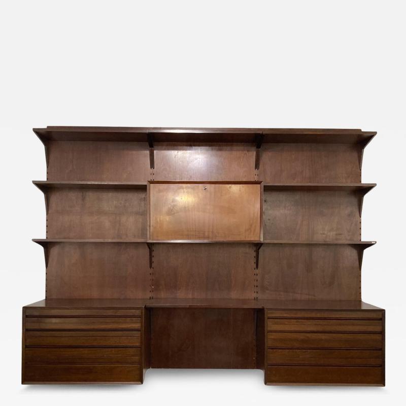 Mid Century Modern Wooden Wall Unit Italy 1960s