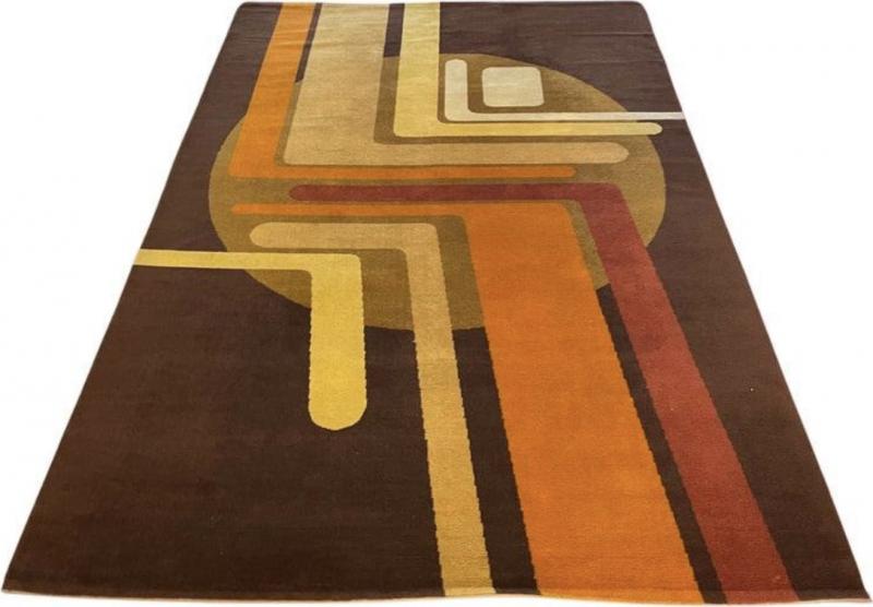 Mid Century Modern Wool Rug with Geometric Pattern Italy 1970s