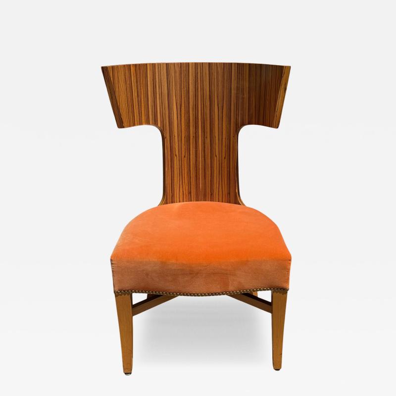 Mid Century Modern Zebrawood Klismos Lounge Chair 1 of 2