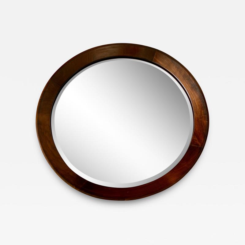 Mid Century Modern circular Mirror in wood by Brazilian Designer 1960s