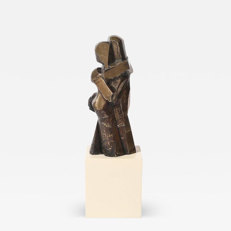 Mid Century Modernist Abstracted Figural Bronze Sculpture of an Embracing Couple