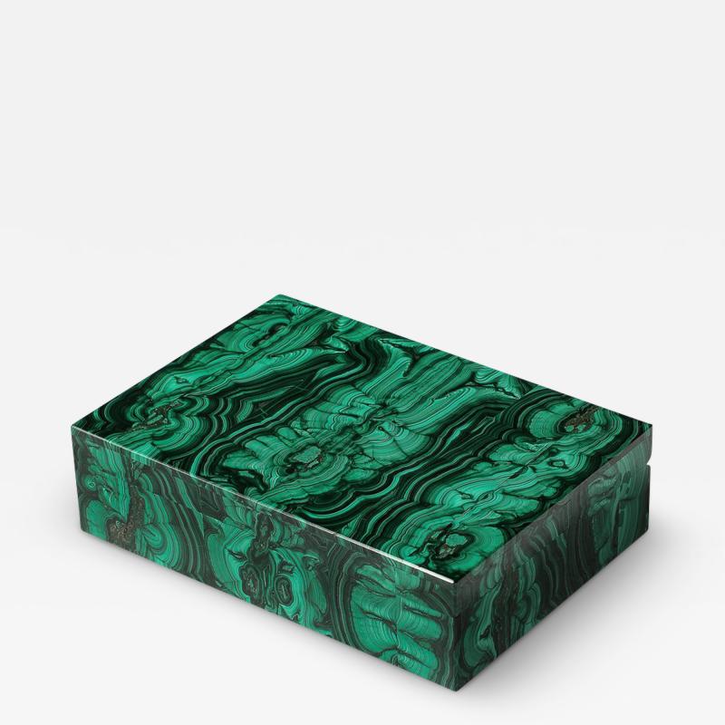 Mid Century Modernist Book Matched Malachite Box