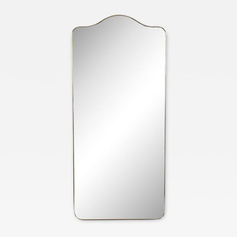 Mid Century Modernist Brass Wrapped Mirror W Rounded Arch Motif