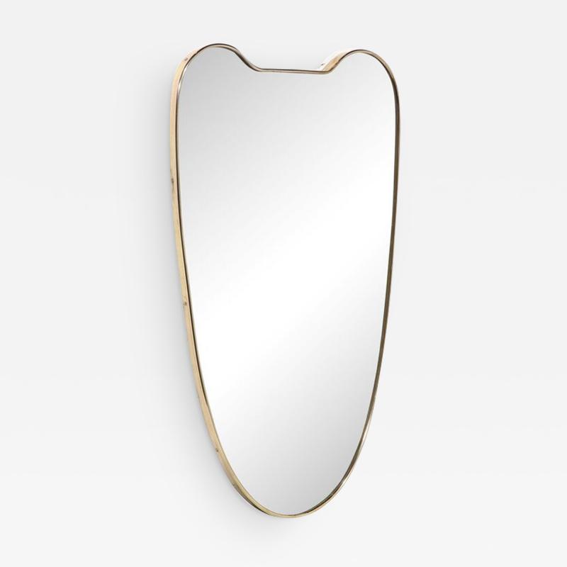 Mid Century Modernist Brass Wrapped Shield Form Mirror