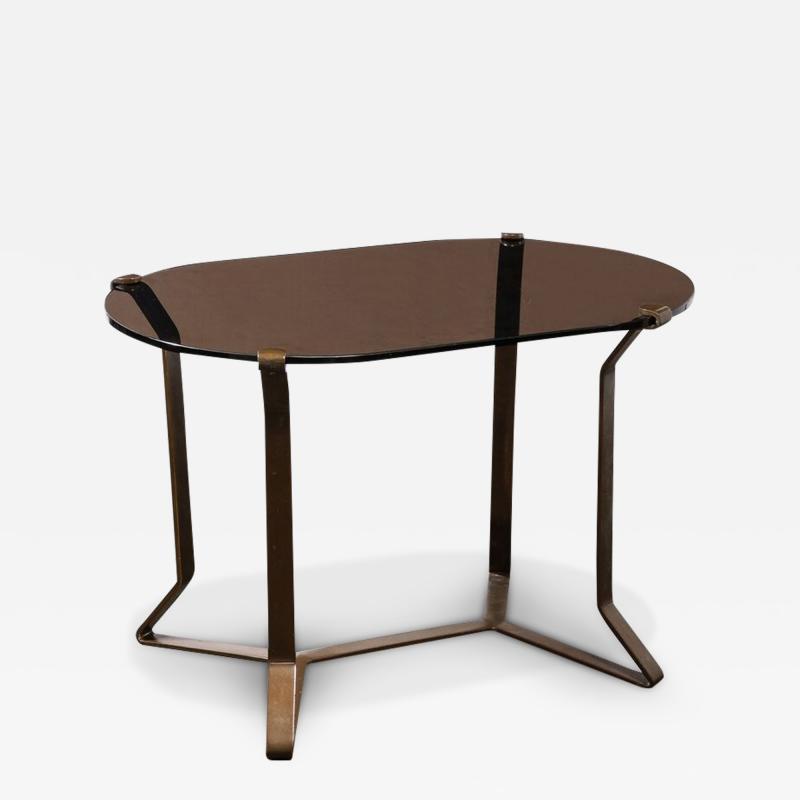 Mid Century Modernist Bronze Smoked Glass Cocktail Occasional Table