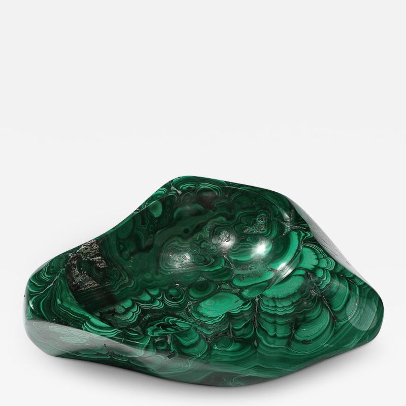 Mid Century Modernist Elongated Malachite Bowl Ashtray