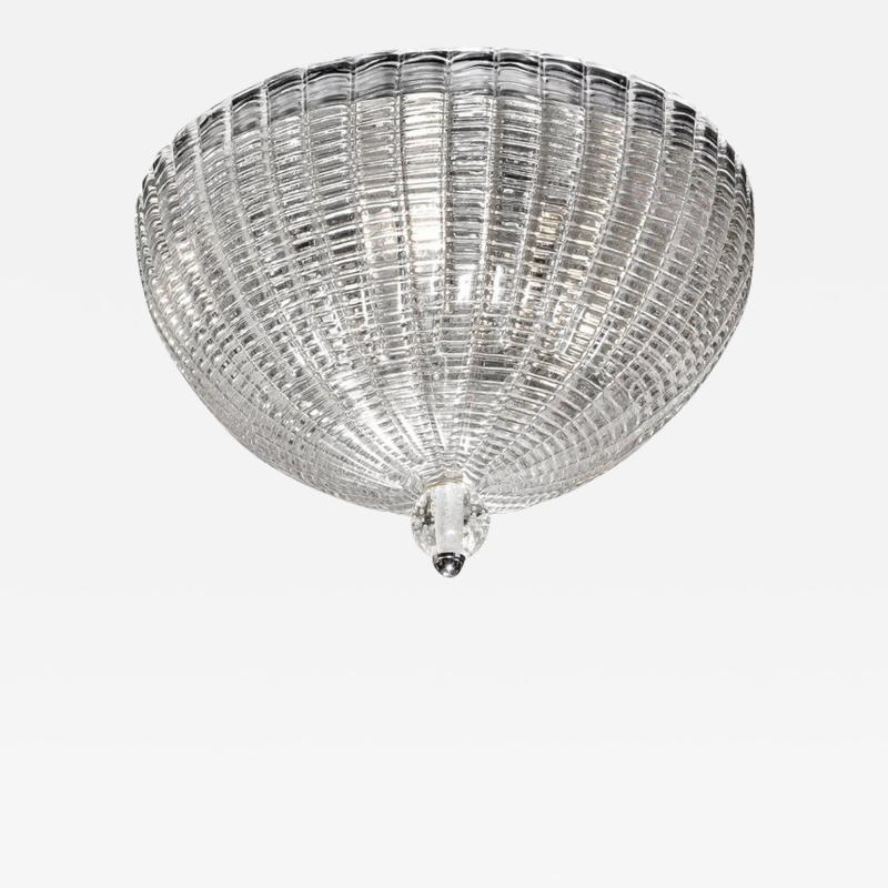 Mid Century Modernist Hand Blown Domed Translucent Murano Glass Flush Mount