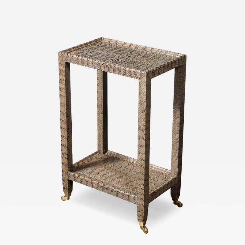 Mid Century Modernist Python Side Table with Brass Castors by Karl Springer