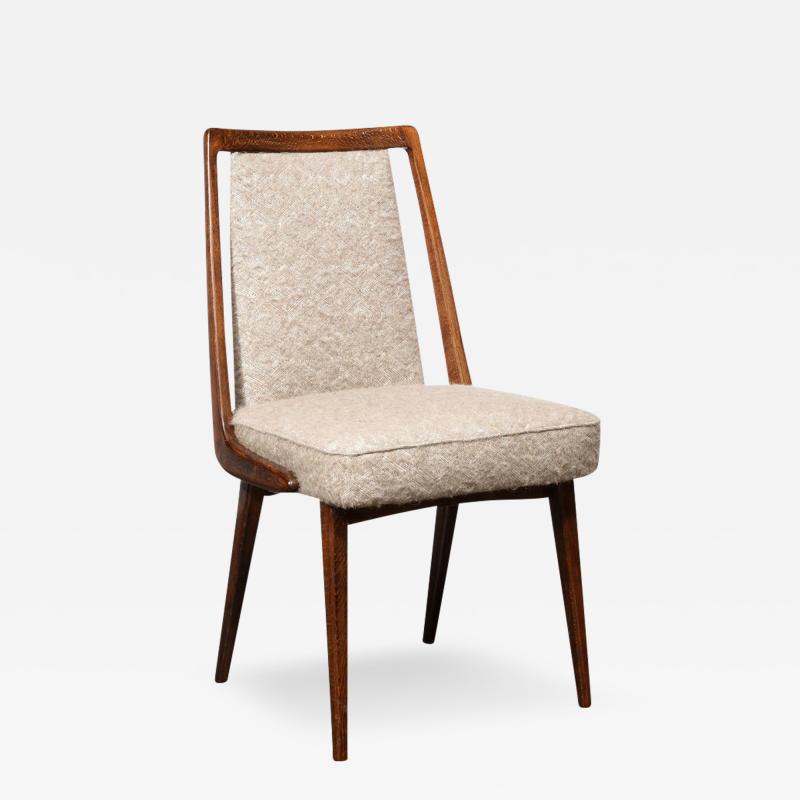 Mid Century Modernist Sculptural Frame Back Chair in Walnut Holly Hunt Fabric