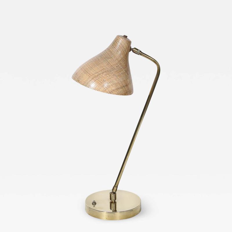 Mid Century Modernist Striated Resin Shade Articulating Table Lamp w Brass Base