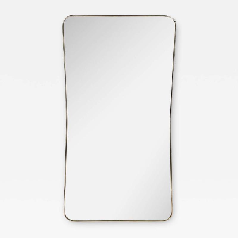 Mid Century Modernist Tapered Rectangular Brass Wrapped Mirror