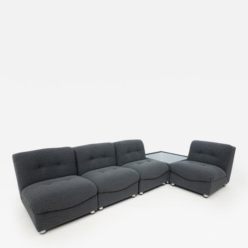 Mid Century Modular Sofa Set in Grey Fabric