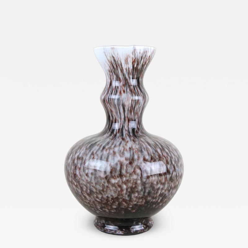Mid Century Murano Glass Vase With Brown Grey Black Tones Italy circa 1970