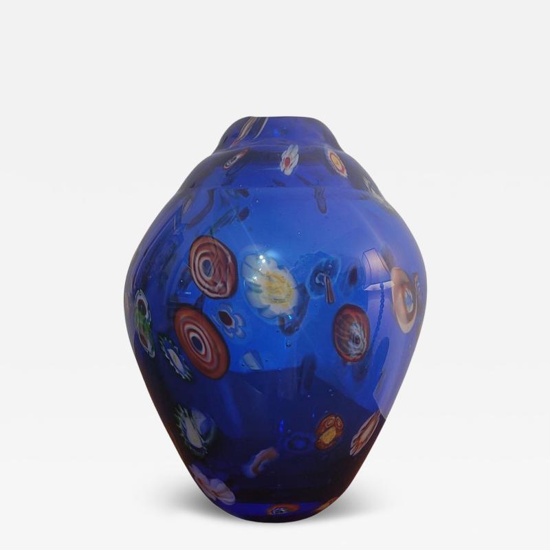 Mid Century Murano Millefiori Style Art Glass Vase