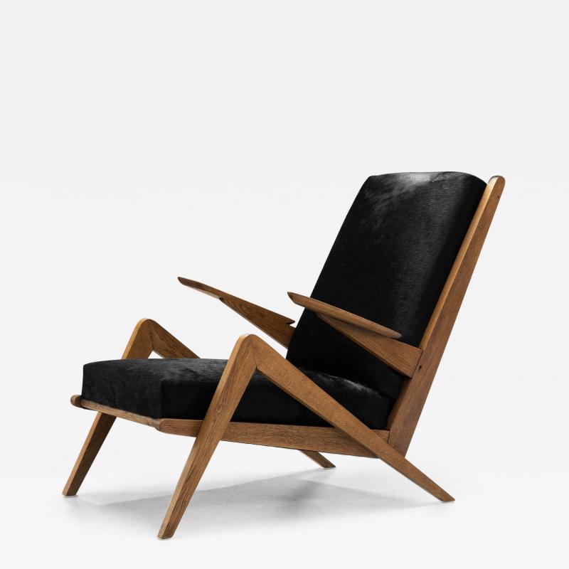 Mid Century Oak Lounge Chair for Souplina France circa 1950s