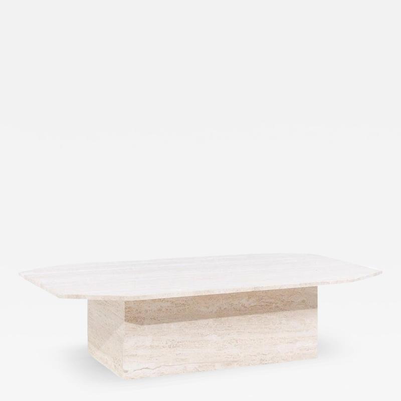Mid Century Octagonal Travertine Coffee Table