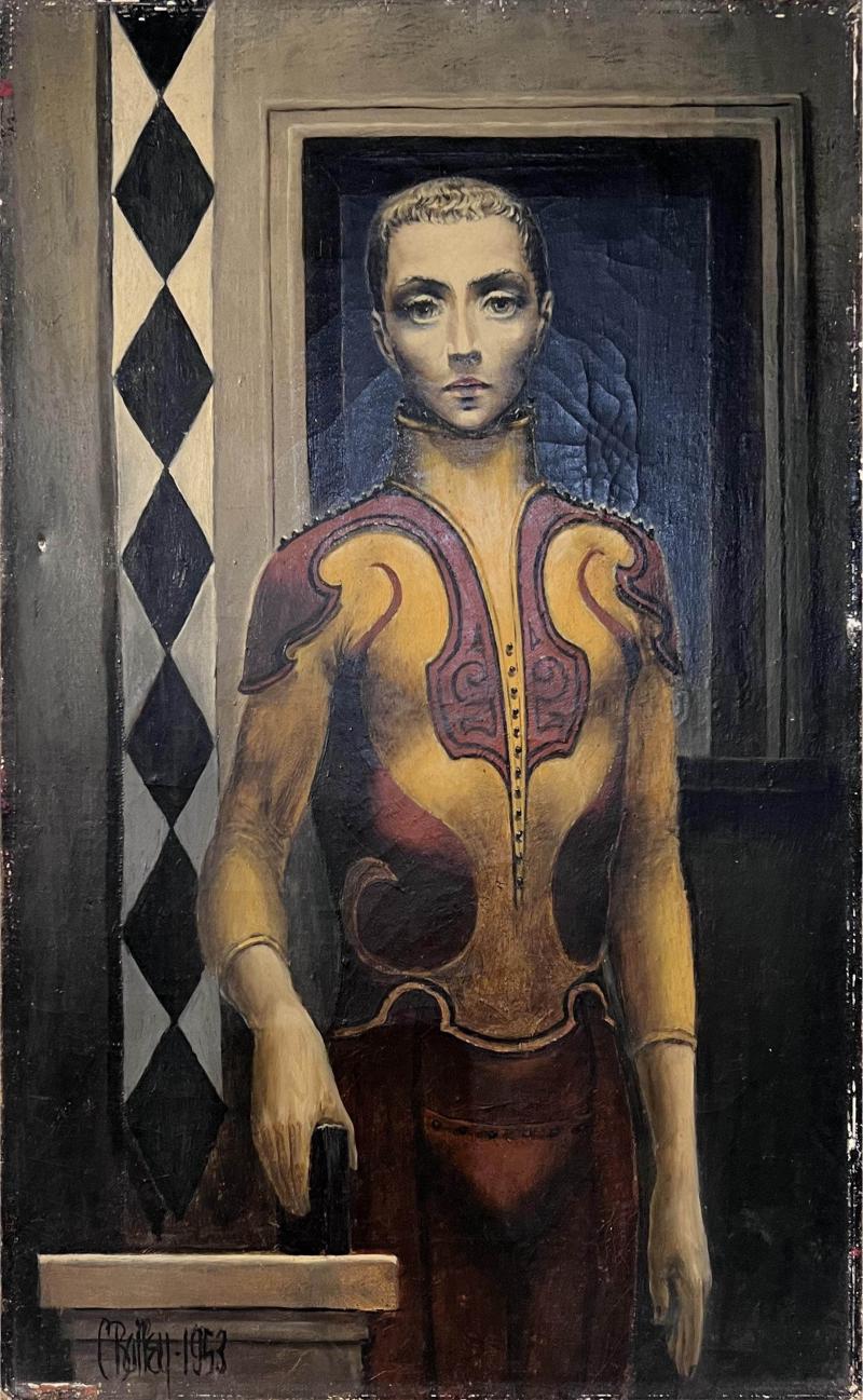 Mid Century Painting of Young Person in Costume