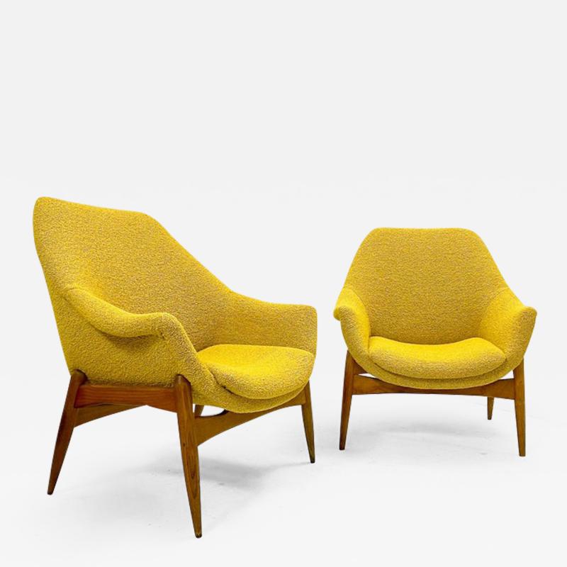 Mid Century Pair of Yellow Armchairs by Julia Gaubek