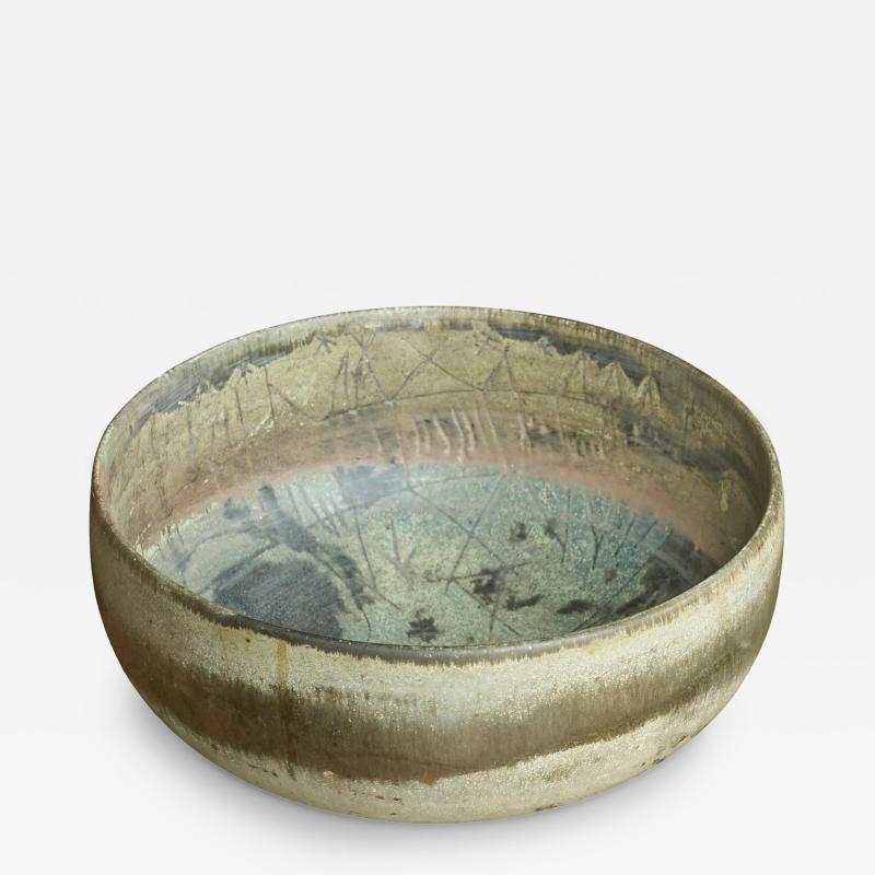 Mid Century Pottery Bowl with Incised Decoration