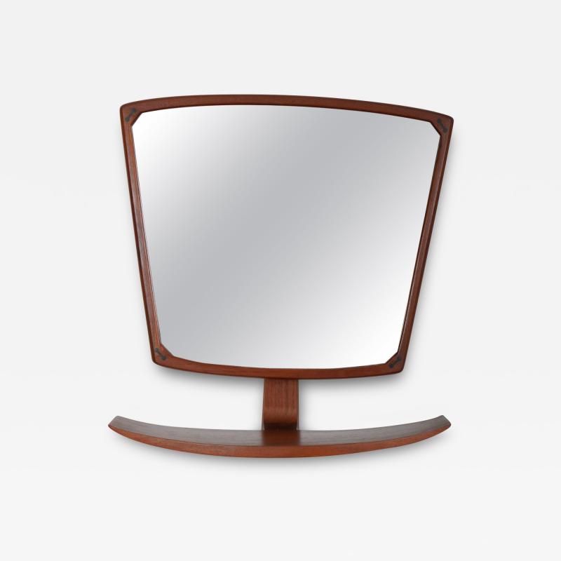 Mid Century Scandinavian Teak wall mirror with shelf c1960